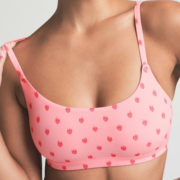 SKIMS FITS EVERYBODY SCOOP BRALETTE SM Strawberry Pink Flaming Heart ❤️‍🔥 new - Picture 3 of 5